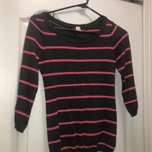 3/4 sleeve gray and pink sweater size 2